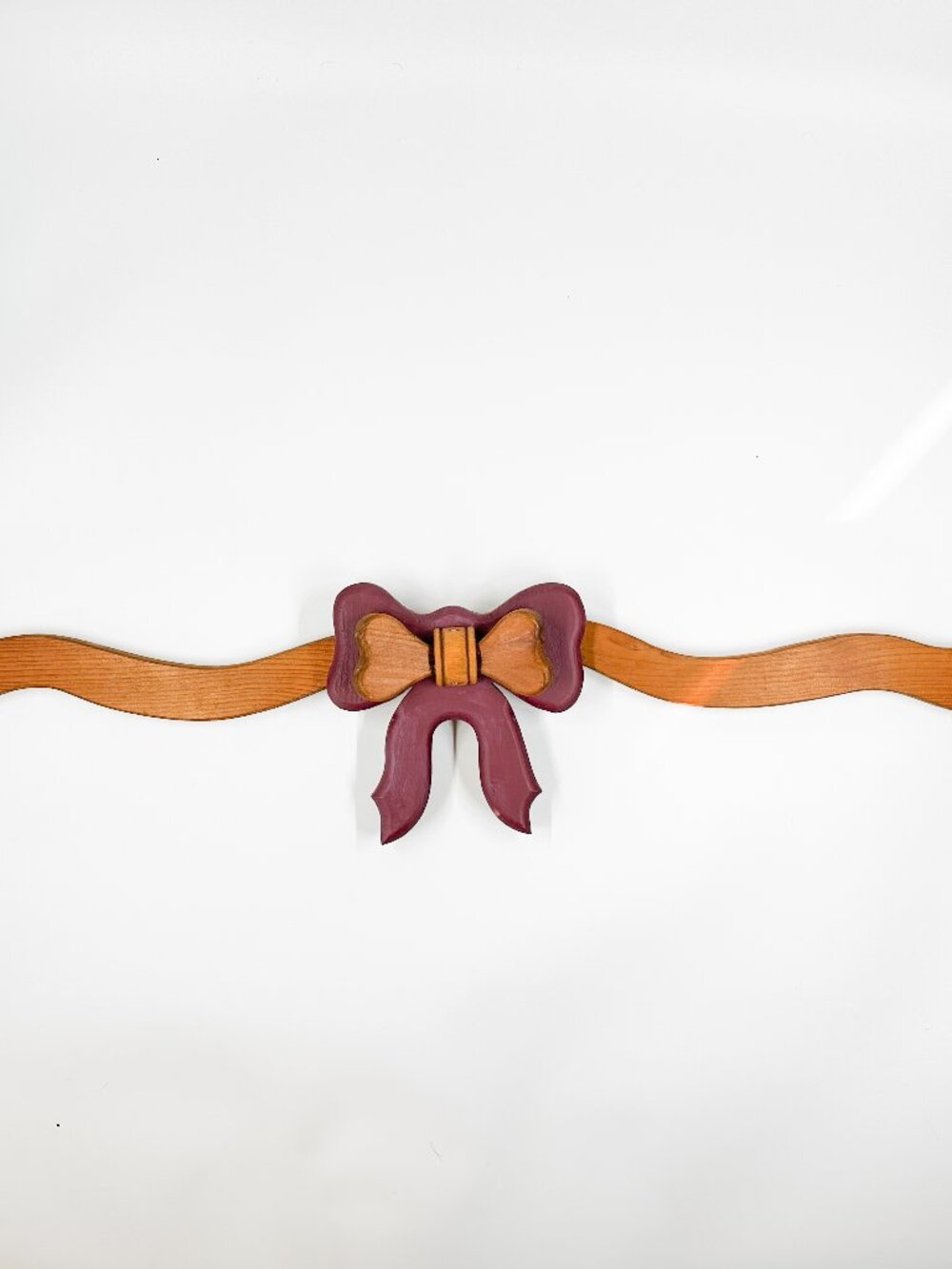 Vintage Handmade Large Wood 3D Bow Ribbon Wall Cottagecore Country Farmhouse